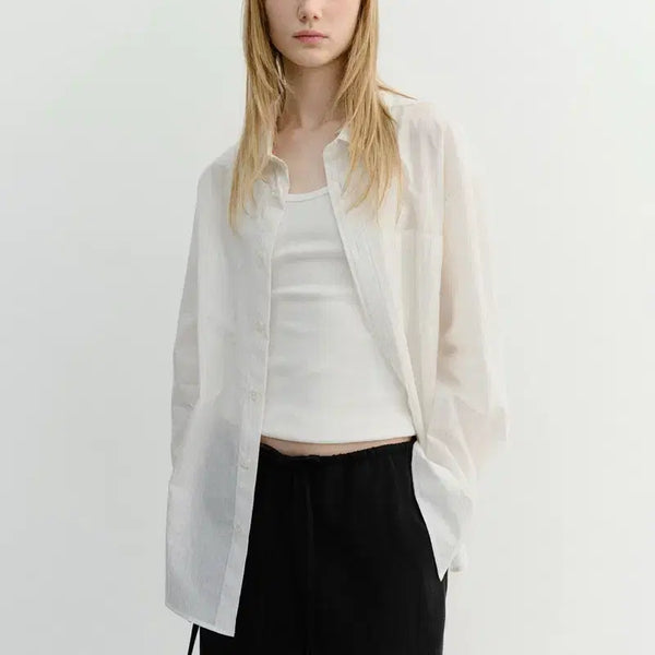 [BUNJANG] Dunst Summer Breeze Stripe Oversized Shirt (White, M) / 던스트 - 썸머 브리즈 스트라이프 오버사이즈 셔츠 (화이트 M사이즈)