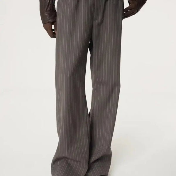 [BUNJANG] Recto Vintage Stripe Flare Pants Sepia Grey / 렉토 빈티지 스트라이프 플레어 팬츠 세피아 그레이