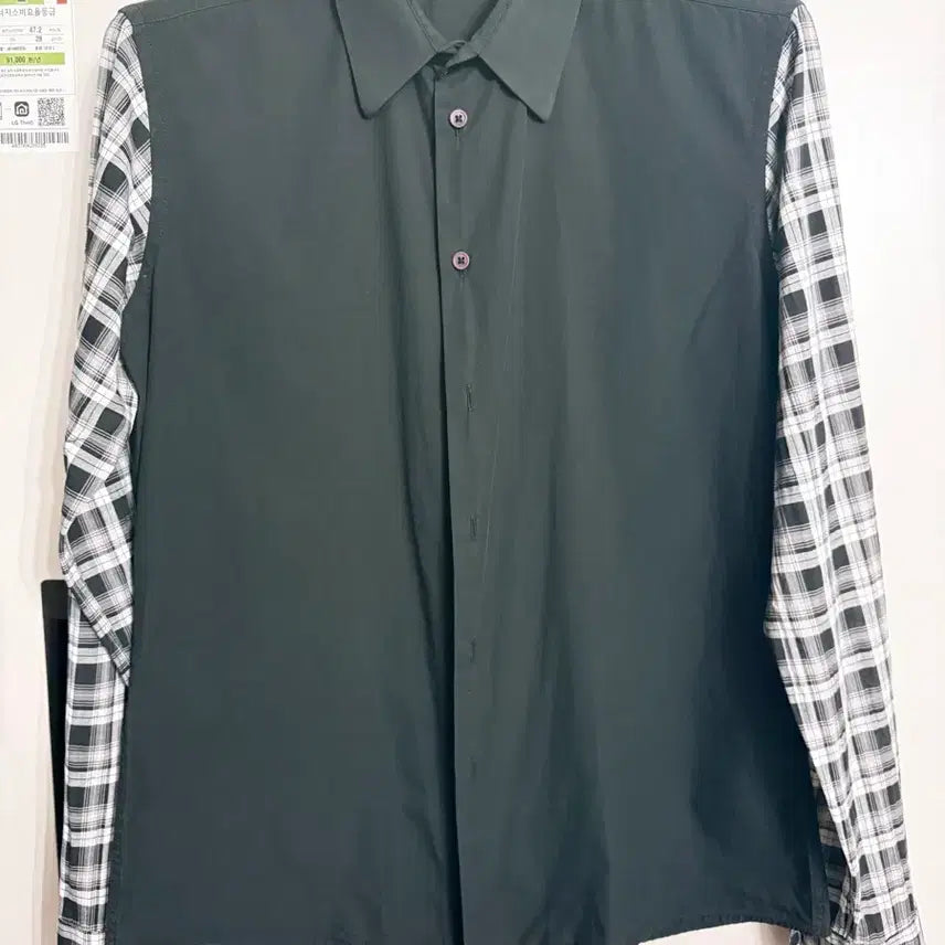 [BUNJANG] Arena Homme Black White Check Pattern Shirt Size 50 (Korean 95-Slim 100) / 아레나옴므 블랙 화이트 체크 패턴 셔츠 50 ( 95 )