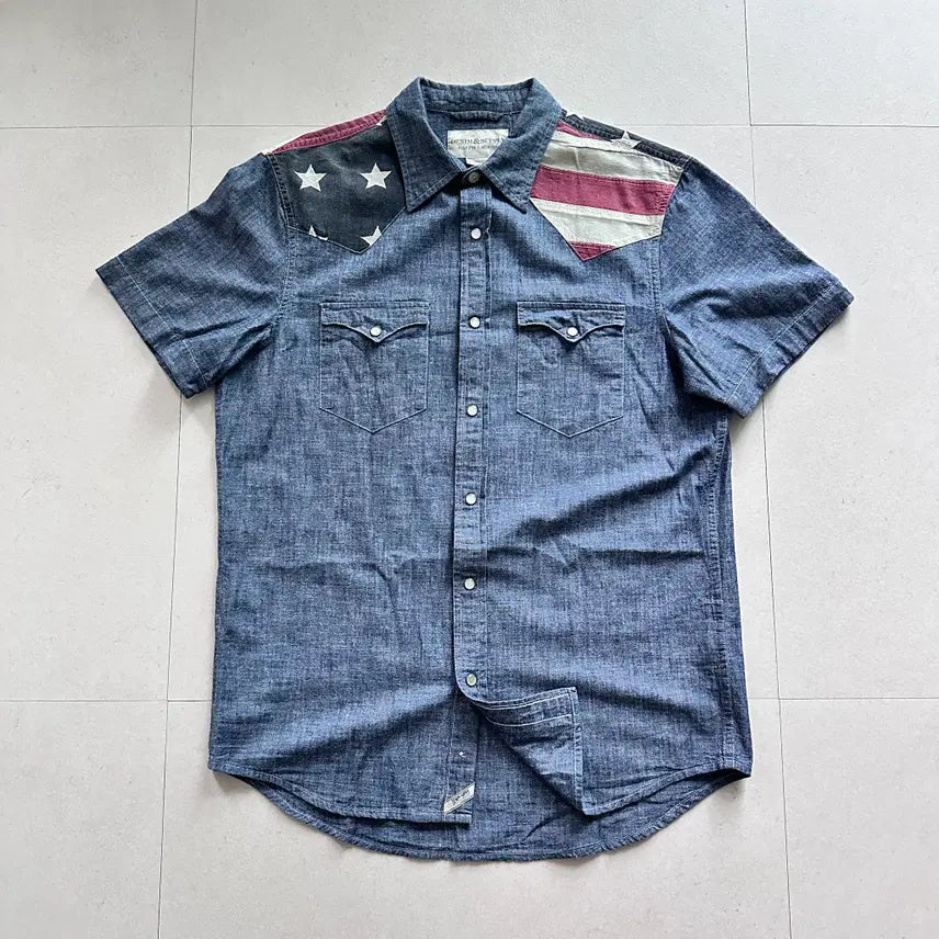 [BUNJANG] Polo Ralph Lauren Denim & Supply American Flag Western Short Sleeve Shirt / 폴로 데님앤서플라이 랄프로렌 성조기 웨스턴 셔츠