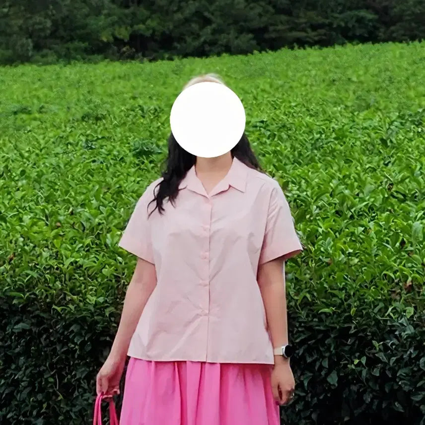 [BUNJANG] Pastel Pink Short Sleeve Shirt / 파스텔 핑크 반팔 셔츠