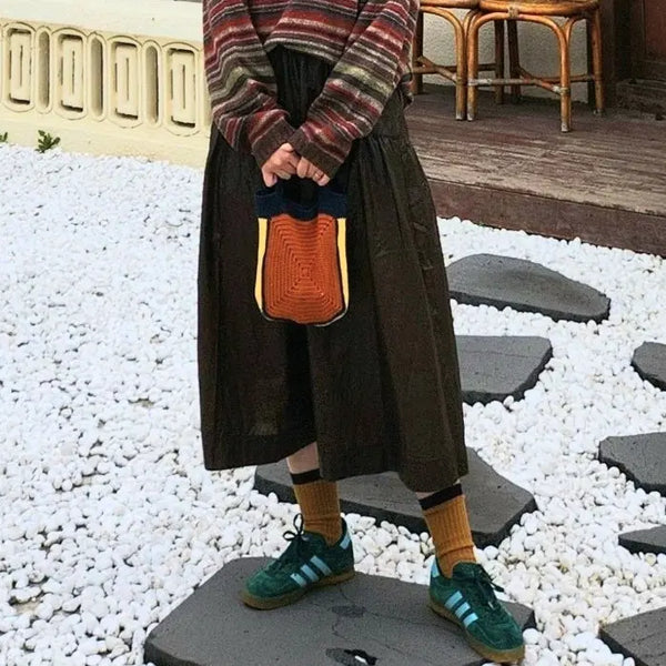 [BUNJANG] Thursday Island Nylon Banding Long Skirt Brown / 써스데이아일랜드 나일론 밴딩 롱스커트 브라운