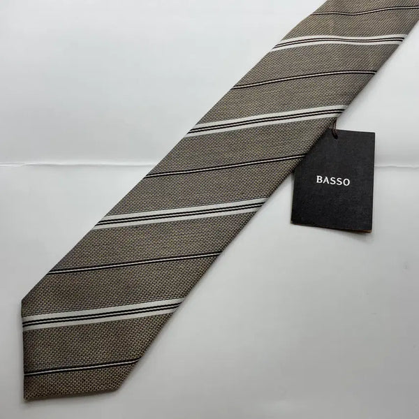 [BUNJANG] Basso Patterned Necktie (Unused) / 바쏘 패턴 넥타이 미사용