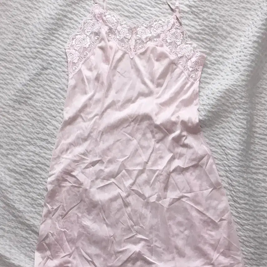 [BUNJANG] Vintage Strawberry Milk Pink Lace Slip Dress / 빈티지 딸기우유 핑크 레이스 슬립원피스 코코모리와이즈걸엣팃시미코하우스