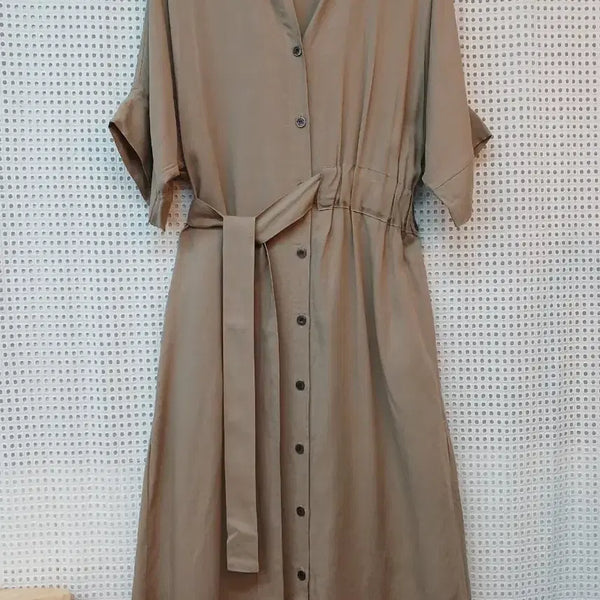 [BUNJANG] KIPA Beige Linen Shirt Dress M / kipa  베이지색 셔츠 원피스 M정도
