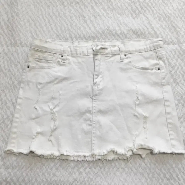 [BUNJANG] Vintage Y2K Damage Washing Skirt (Death Rise Crewbin) / 빈티지 y2k 와투케 데미지 워싱 스커트 치마 데스라이즈크루빈