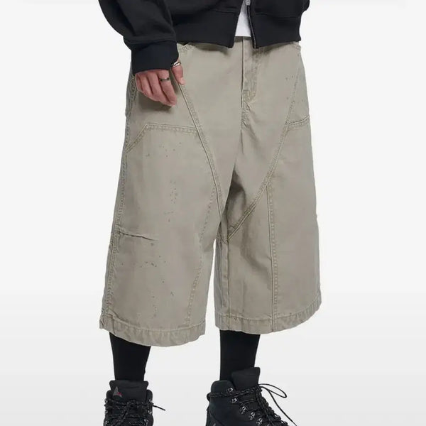 [BUNJANG] No Manual Painted Double Knee Shorts Beige L / 노매뉴얼 페인티드 더블니 쇼츠 베이지 L