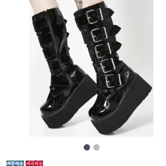 [BUNJANG] Demonia Trashville518 Glossy Strap Boots / 데모니아 트래쉬빌518 스트랩 유광 부츠 235 락샵