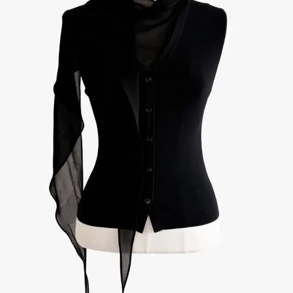 [BUNJANG] Evabin Noir Scarf Knit Top / 에바빈 느와르 스카프 니트 탑