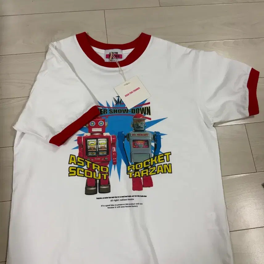 [BUNJANG] HIGHTIDE FRANKIE Robot Character Short Sleeve T-Shirt / 하이타이드프랭키 반팔