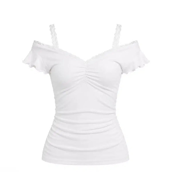 [BUNJANG] Clechier Ballerina Lace Layered Top White / 클리시어 발레리나 레이스 레이어드 탑 화이트