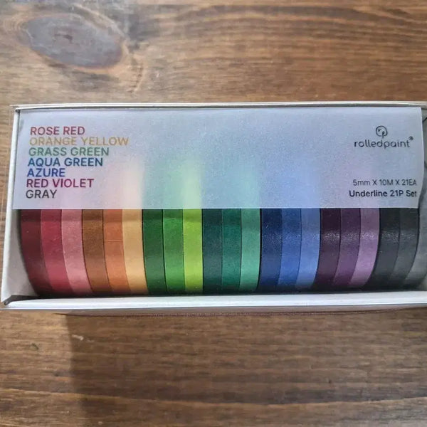 [BUNJANG] Simple Slim Line Masking Tape Set (21 types) / 심플 슬림 라인 마테 롤드페인트 밑줄 마스킹 테이프 21종 세트 소분