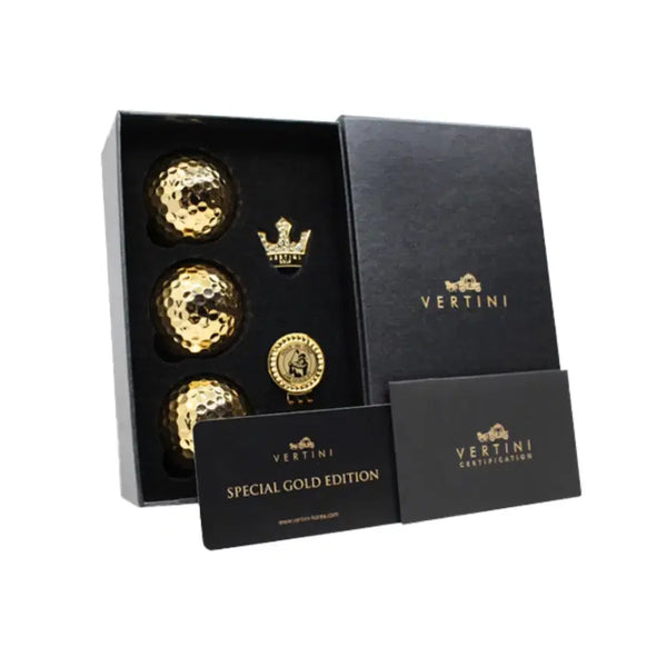 [BUNJANG] Bertini 24K Gold Golf Balls 3pc Set with Ball Marker / 베르티니 (24k 골드) 황금 골프공 3p + 볼마커 선물 세트