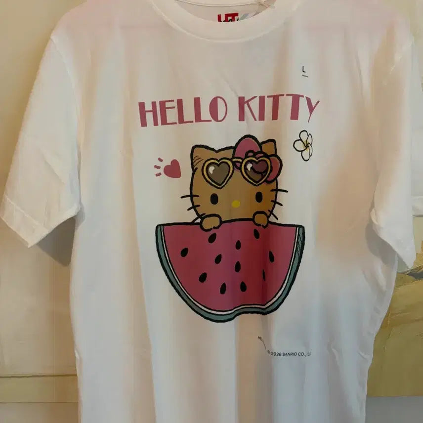 [BUNJANG] Japanese Genuine Tanning Watermelon Kitty Short-Sleeve T-Shirt L / 일본정품 태닝수박키티 반팔