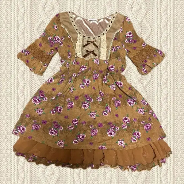 [BUNJANG] Axis Femme Vintage Half-Sleeve Mori Girl Dress Mustard / 대대장/레어) 빈티지 엑시즈팜 반팔 원피스 모리걸 히메갸루 머스타드