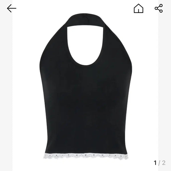 [BUNJANG] SIWOL107 Halter Sleeveless Black Top / 시월107 halter sleeveless black