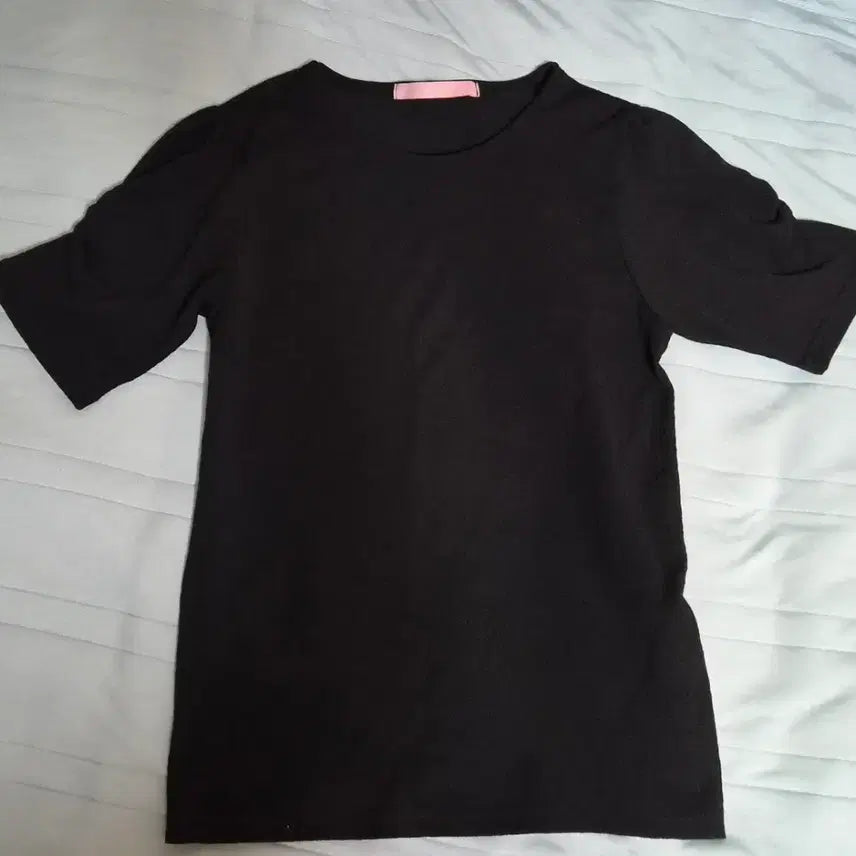 [BUNJANG] ROEM Black Puff Sleeve Short Sleeve T-Shirt / 로엠 블랙 퍼프 소매 반팔 티셔츠