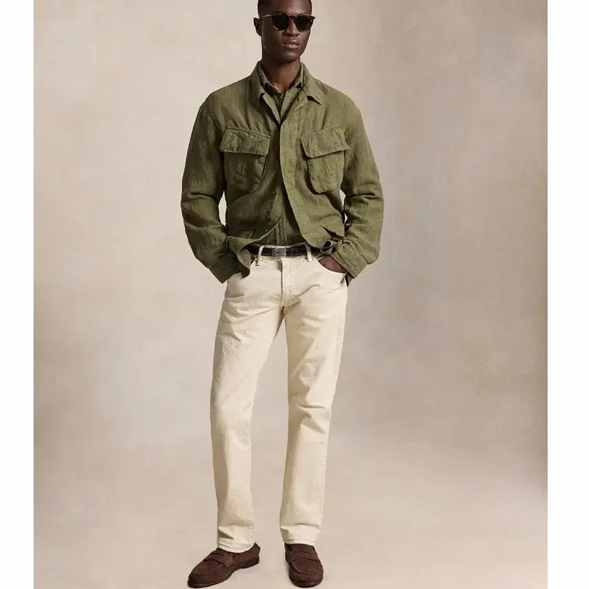 [BUNJANG] Polo Ralph Lauren Cream Regular Rise Straight Fit Jeans 34x30 / 폴로 랄프로렌 크림색 레귤러 라이즈 스트레이트 핏 청바지 34x30