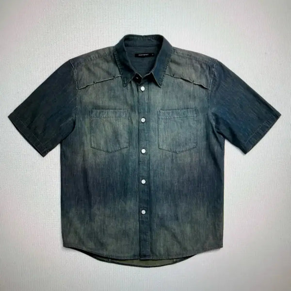 [BUNJANG] HAECHIROOM Vented Denim Short Sleeve Shirt M / 해칭룸 Vented Shirt Denim 데님 반팔셔츠 M