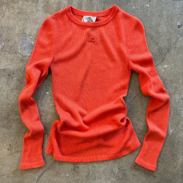 [BUNJANG] Courreges Logo Orange Knit / 꾸레쥬 Courreges 로고 오렌지 니트