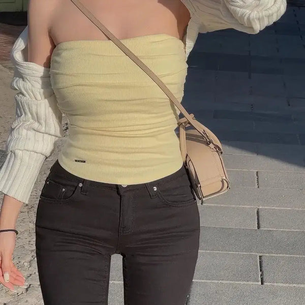 [BUNJANG] Hipnatic Bettyver Shirring Tube Top Muffler Yellow / 히프나틱 베티버 셔링 머플러 튜브탑