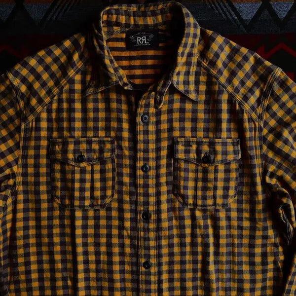 [BUNJANG] RRL Plaid Check Work Shirt Mustard Yellow Size M / RRL 워크 셔츠 M 사이즈