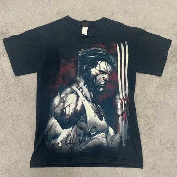 [BUNJANG] 00s Marvel Wolverine Mad Engine Graphic T-Shirt / 00s 마블 울버린 빈티지 반팔 티셔츠 Mad Engine