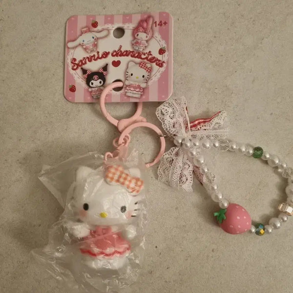 [BUNJANG] Hello Kitty Strawberry Bead Charm / 헬로키티 키티 딸기 비즈 피규어 키링