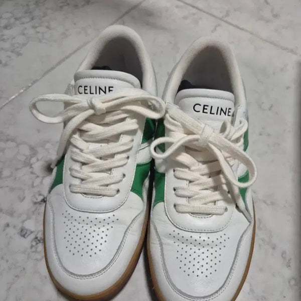 [BUNJANG] Celine Leather Sneakers - White/Green / 셀린느(정품) 1회 착용