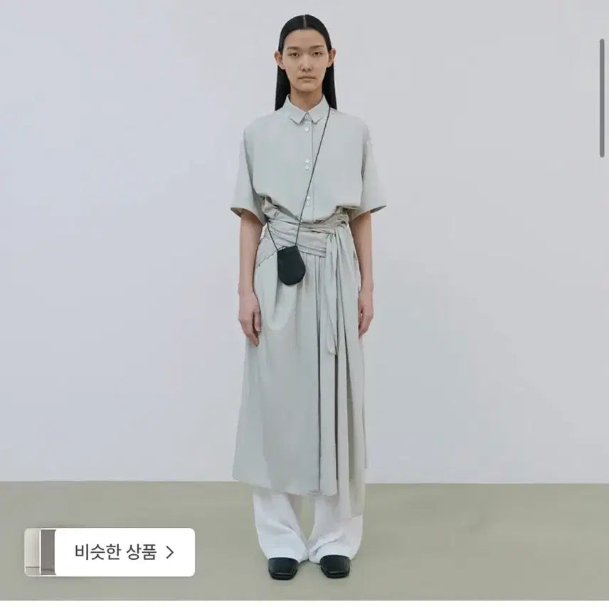 [BUNJANG] OFC Wide Wrap Shirt Dress (Cold Beige) / 오에프씨 와이드 랩 셔츠 드레스 (콜드 베이지)
