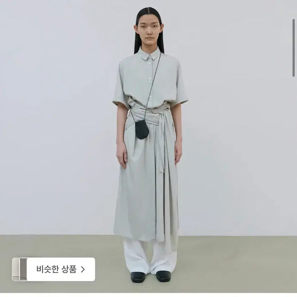 [BUNJANG] OFC Wide Wrap Shirt Dress (Cold Beige) / 오에프씨 와이드 랩 셔츠 드레스 (콜드 베이지)