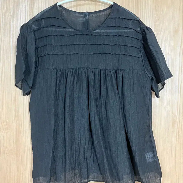 [BUNJANG] Glossy Black See-Through Blouse / GLOSSY 블랙  시스루 블라우스