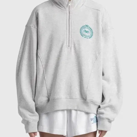 [BUNJANG] Sporty & Rich Country Club Quarter Zip Sweatshirt Grey / 스포티앤리치 컨트리클럽 쿼터 집업 맨투맨 그레이