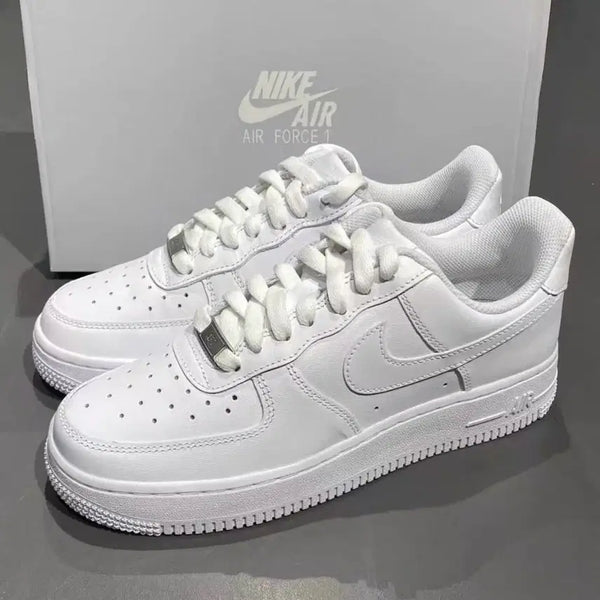 [BUNJANG] Nike Air Force 1 '07 White Leather Classic Vintage Flat Shoes / 순백 나이키 에어포스 107 소가죽 클래식 빈티지 플랫슈즈 올 뉴