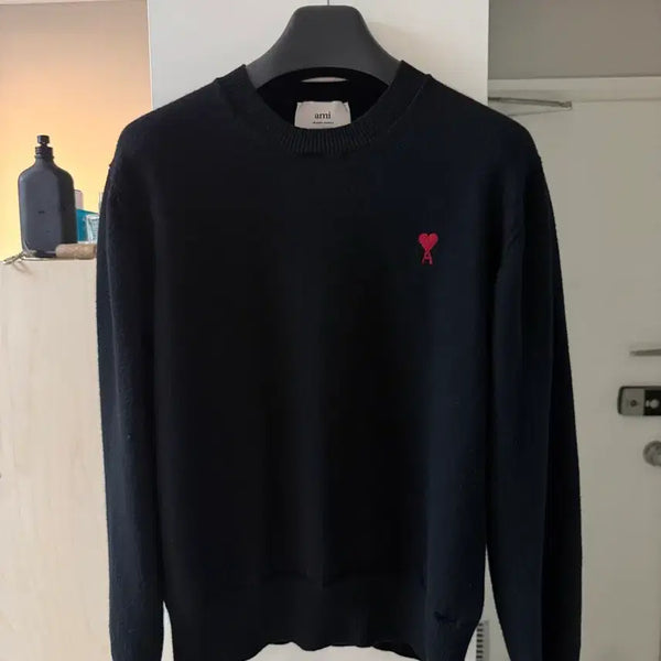 [BUNJANG] AMI Small Logo Black Knit XL / Ami 아미 스몰로고 블랙니트