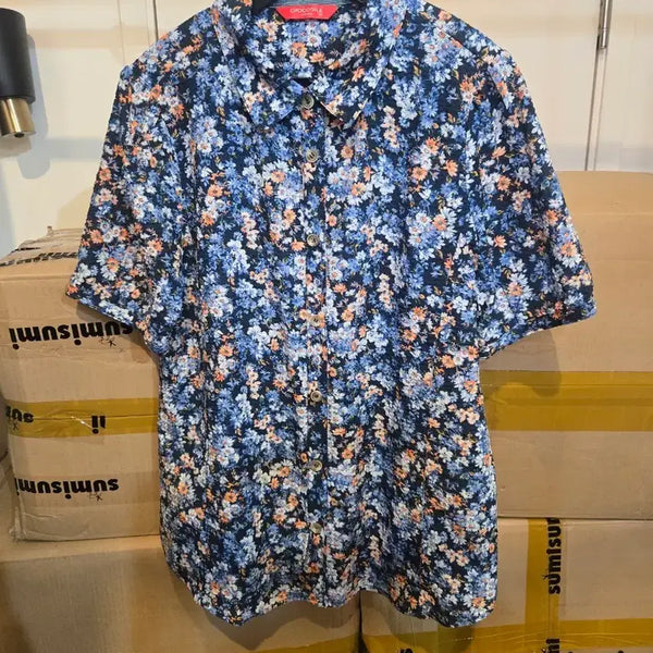 [BUNJANG] Crocodile Women's Short-Sleeve Floral Shirt Size 90 / 크로커다일 여성 반팔 꽃무늬 셔츠 90