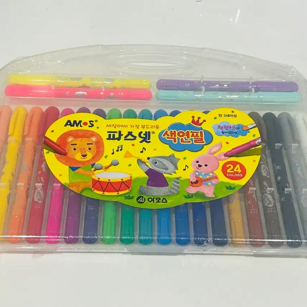 [BUNJANG] Amos Pastel Net Colored Pencils (24 Colors) - Sealed / 미개봉) 아모스 파스넷 색연필 24색