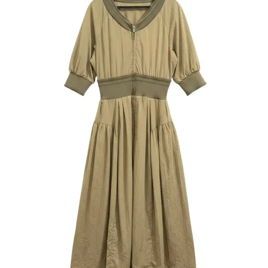 [BUNJANG] Women's Khaki Color-Block Summer Dress / 여성55/ 브랜드 카키 배색 시원 소재 원피스