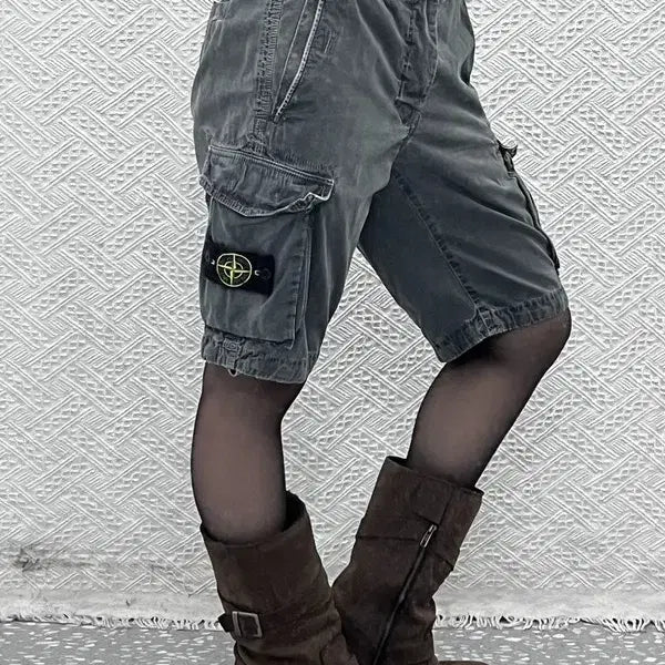 [BUNJANG] Stone Island Vintage Punk Patch Cargo Shorts / 스톤 아일랜드 빈티지 스트릿 펑크 와펜 카고 반바지 31인치 C13088