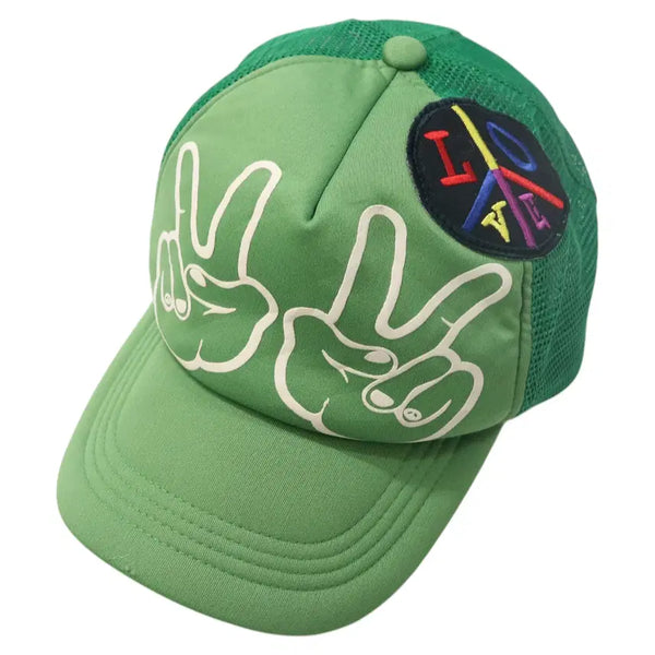 [BUNJANG] PEACE PROJECT Vintage Hand Graphic Mesh Cap / 피스 프로젝트 빈티지 피스 핸드 그래픽 메쉬캡