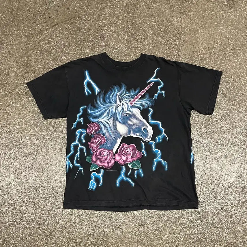 [BUNJANG] 90s America Thunder Unicorn T-Shirt / 90s 아메리카 썬더 유니콘 티셔츠 (100-105)