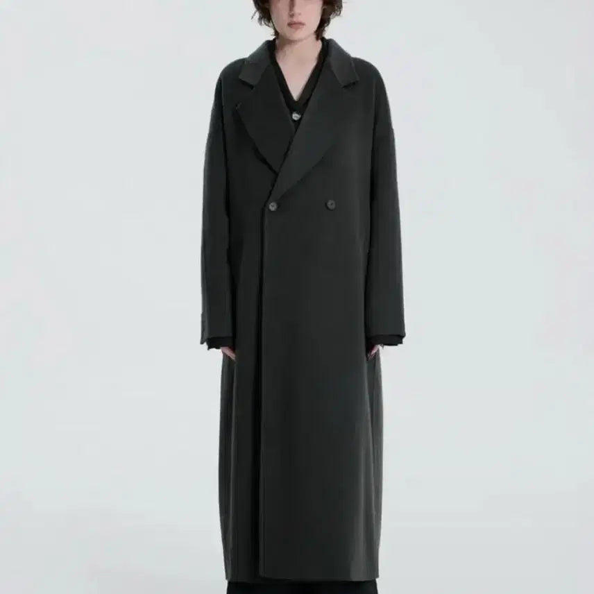[BUNJANG] Triming Bird Wide Long Coat Dark Grey / 트리밍버드 와이드 롱 코트 다크 그레이