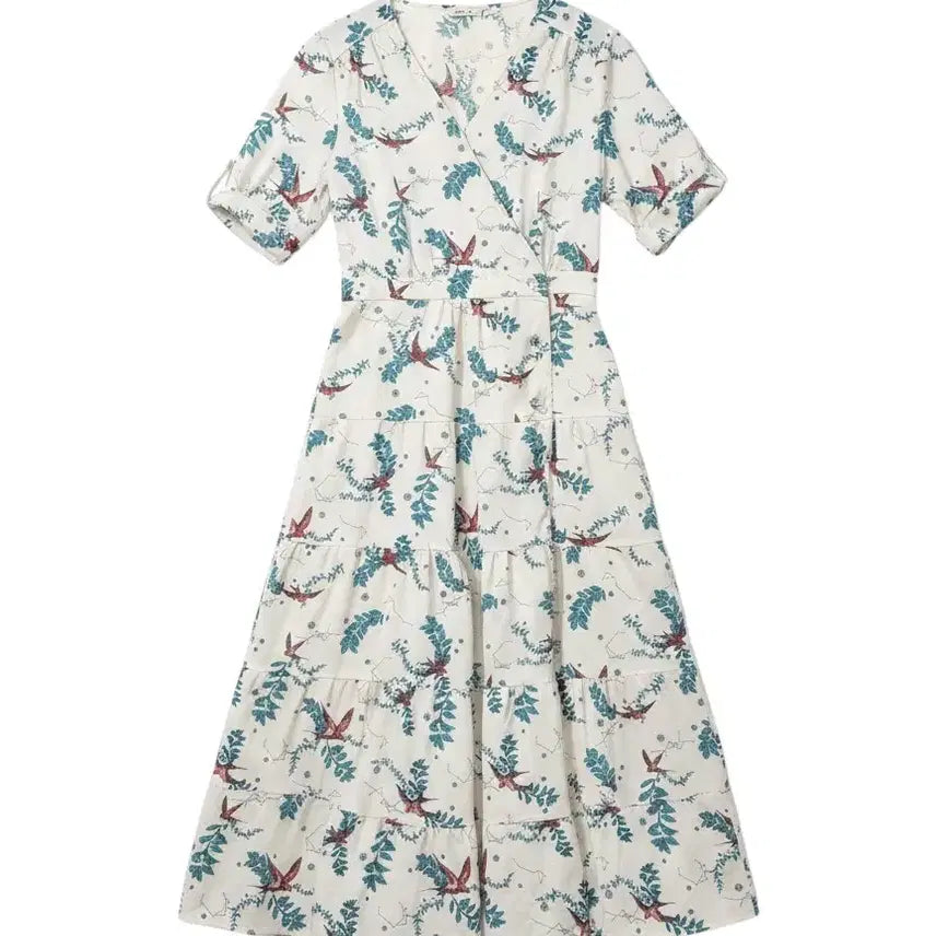 [BUNJANG] Bird Leaf Short Sleeve Dress / 여성S/ AAV컬렉션 고급 보세 버드 나뭇잎 반팔 원피스