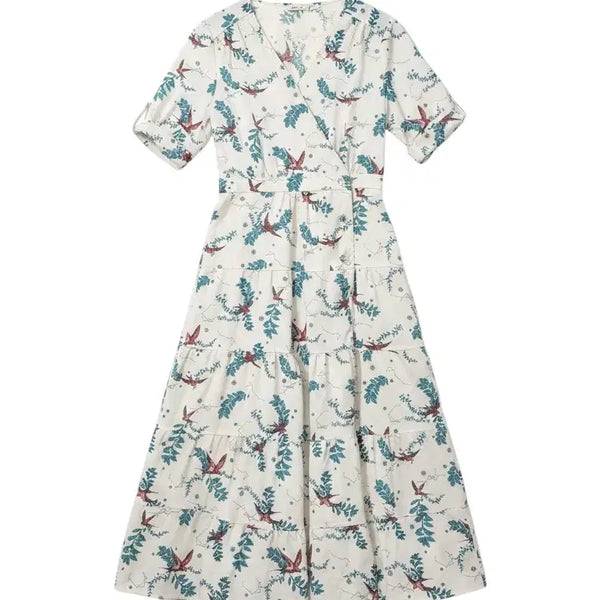 [BUNJANG] Bird Leaf Short Sleeve Dress / 여성S/ AAV컬렉션 고급 보세 버드 나뭇잎 반팔 원피스