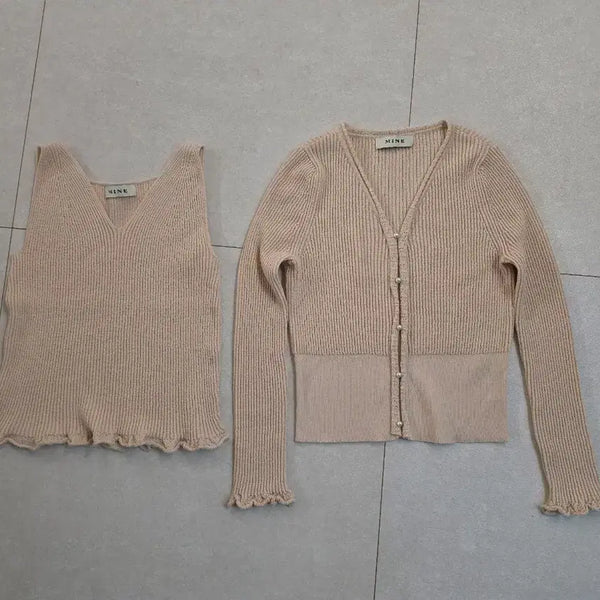 [BUNJANG] Mine Cropped Knit Sleeveless and Cardigan Set / 한섬의류 마인 크롭니트 나시,가디건세트