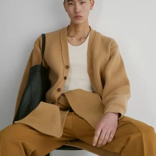 [BUNJANG] Recto Loos Compact Knit Cardigan Camel M / 렉토 루스 컴팩트 니트 가디건 카멜 M