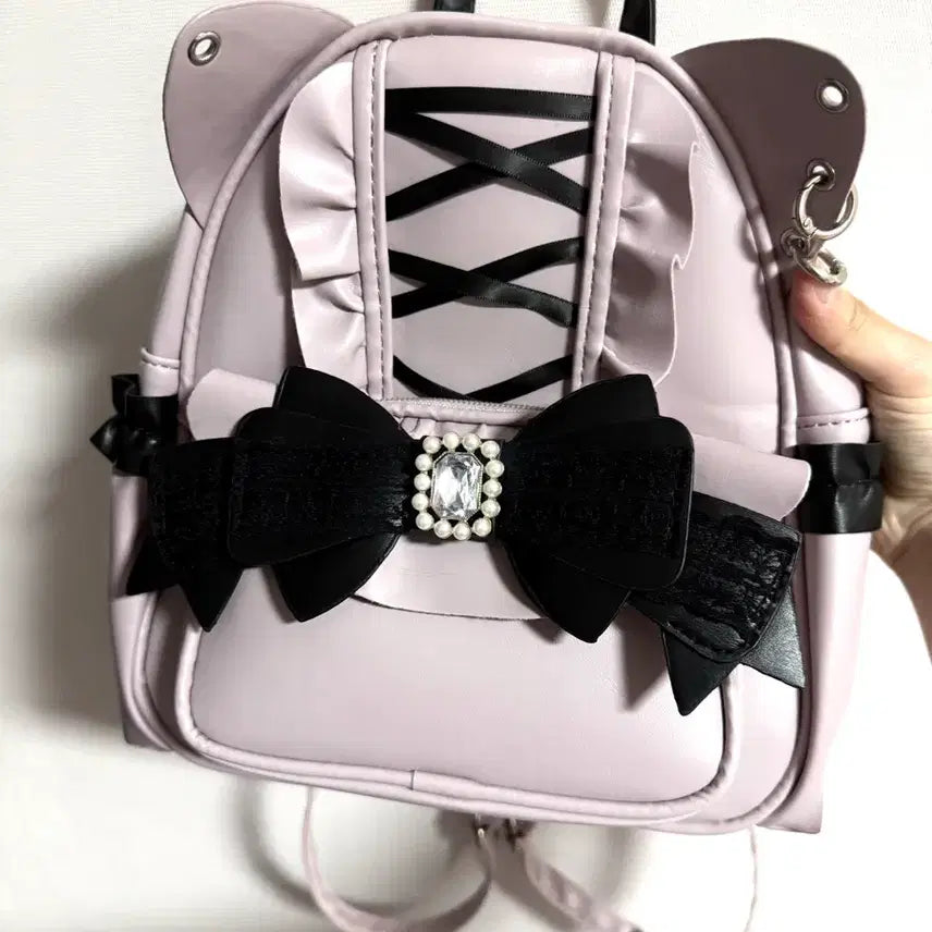[BUNJANG] Cat Ear Lace Backpack Pink / 양산형 지뢰계 고양이귀 레이스 백팩 핑크