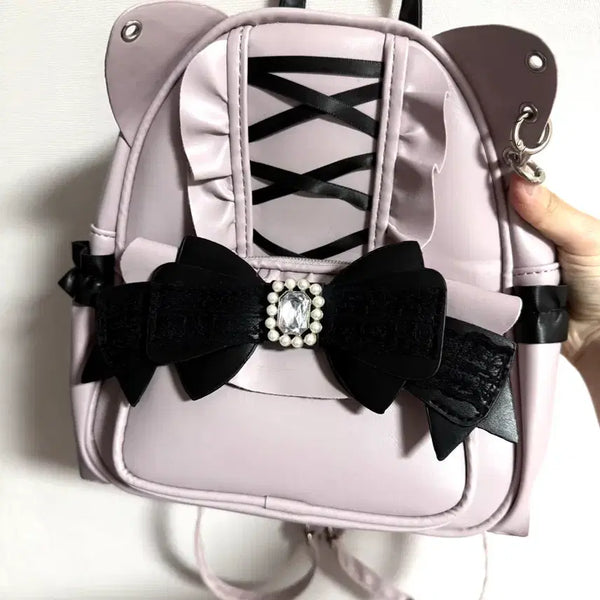 [BUNJANG] Cat Ear Lace Backpack Pink / 양산형 지뢰계 고양이귀 레이스 백팩 핑크