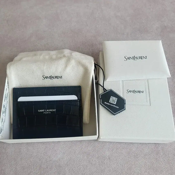 [BUNJANG] Saint Laurent Crocodile Leather Unisex Card Holder / (새상품) 생로랑 크로커다일 레더 공용 카드지갑