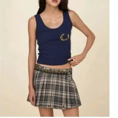 [BUNJANG] Glony Roy Waffle Sleeveless Top Navy / 글로니 글로니 로이 와플 슬리브리스 탑 네이비